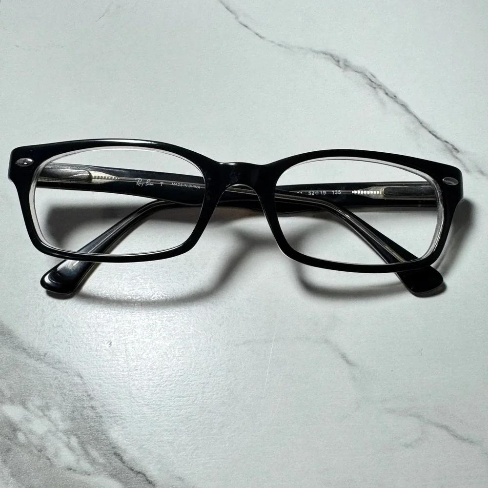 Ray-Ban RB 5150 2034 Black Transparent Rectangular Eyeglass Frames 52-19-135